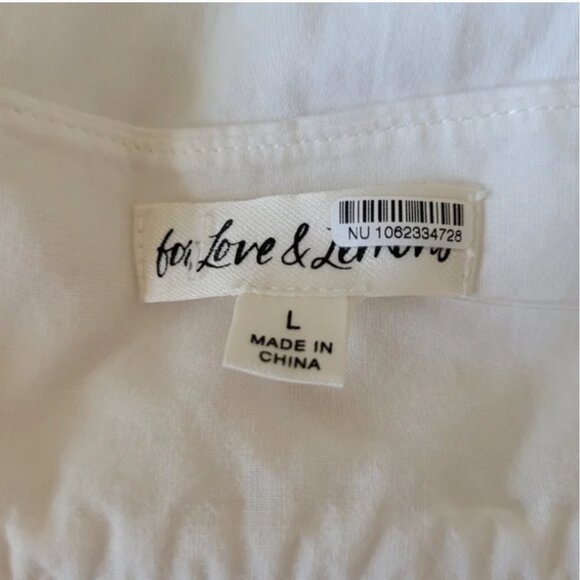 For Love and Lemons Tea Time Babydoll Cotton Mini white pink Dress size L - Picture 6 of 8